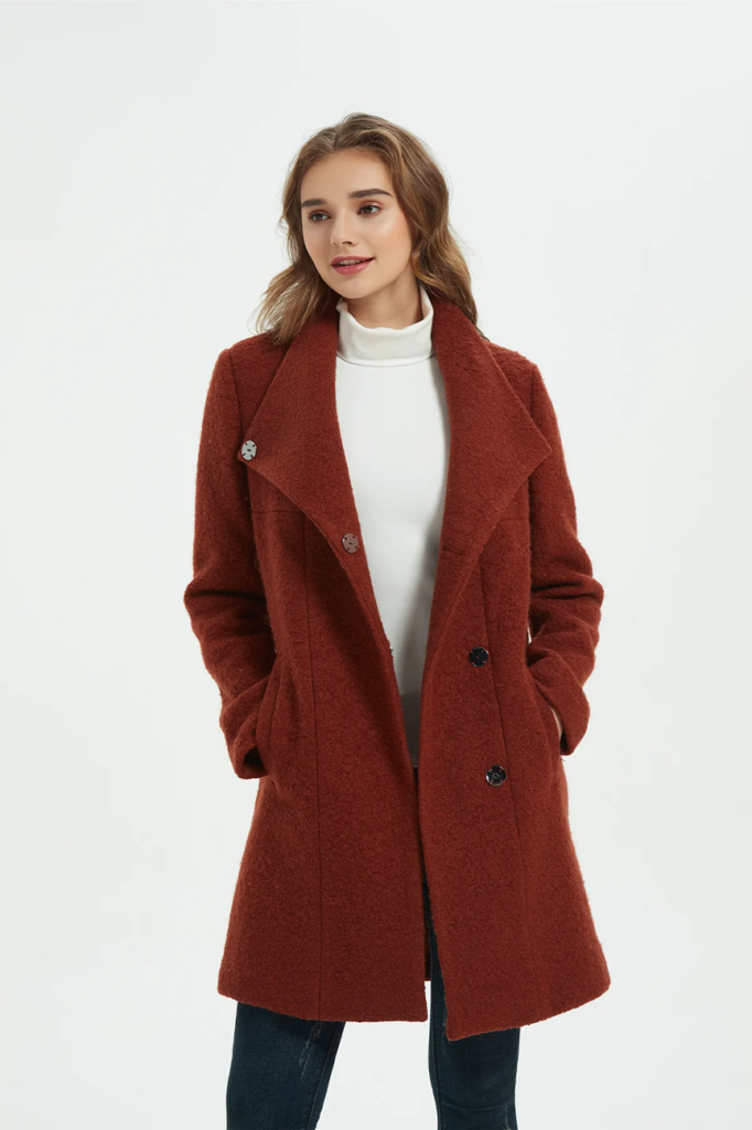 Timeless Sophistication: IKAZZ Women’s Asymmetrical Mid-Length Wool Coat & Jacket